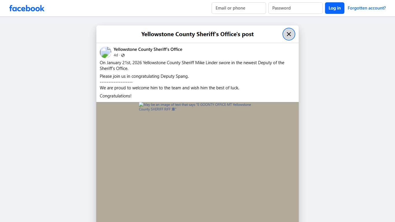 On January 21st,... - Yellowstone County Sheriff's Office Facebook